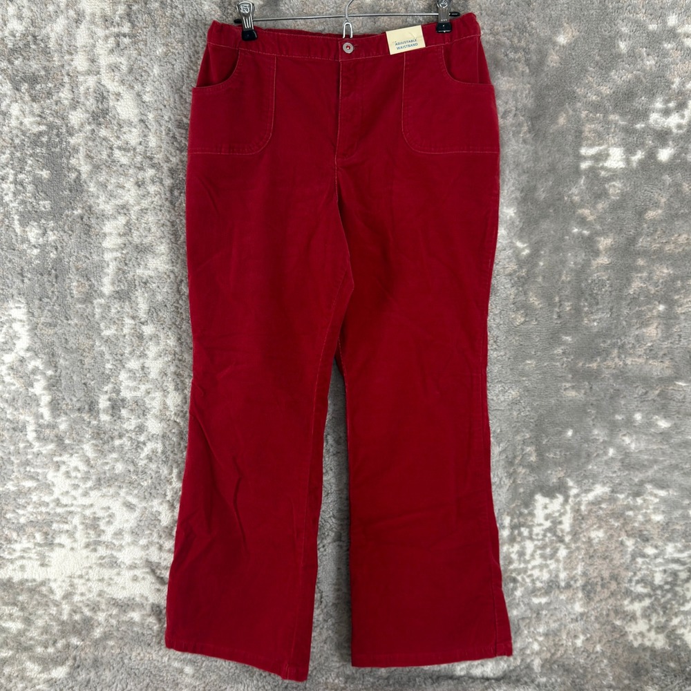 New Covington Petite Size 14 1/2 Adjustable Waist Corduroy Pants Red Women